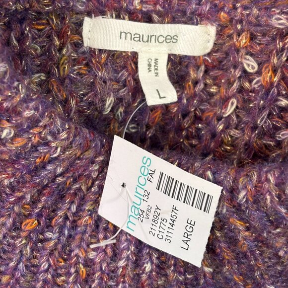 Maurices Sweater Large Purple Marled Metallic Crew Neck Pullover Holiday Sparkle - Picture 7 of 8